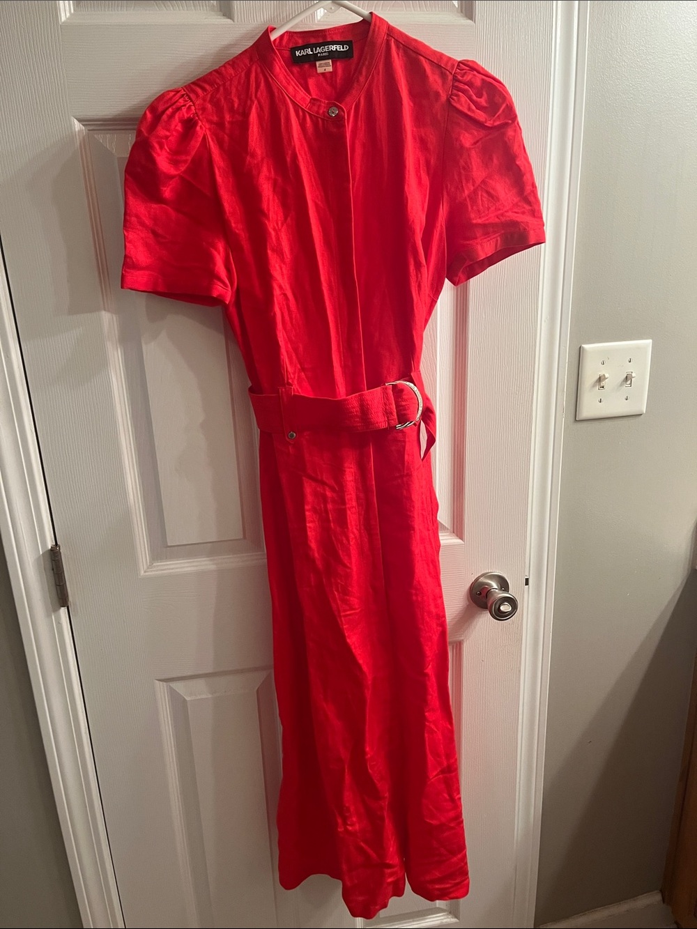 Karl Lagerfeld Red Linen Blend Maxi Dress
